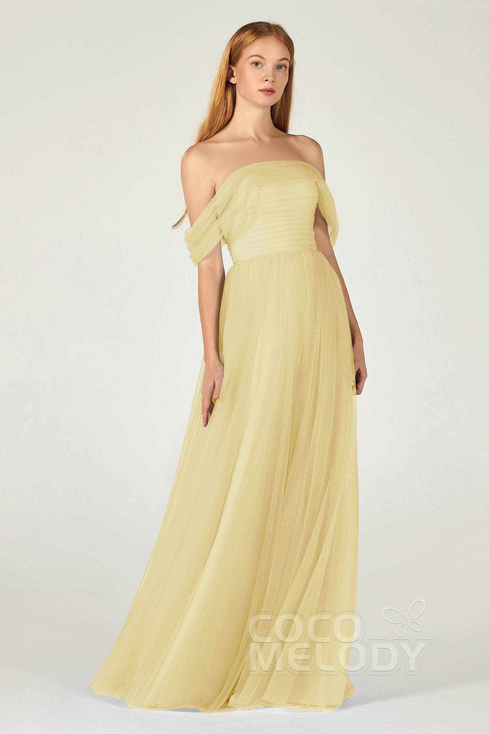 A-Line Floor Length Tulle Bridesmaid Dress CB0382 - COCOMELODY